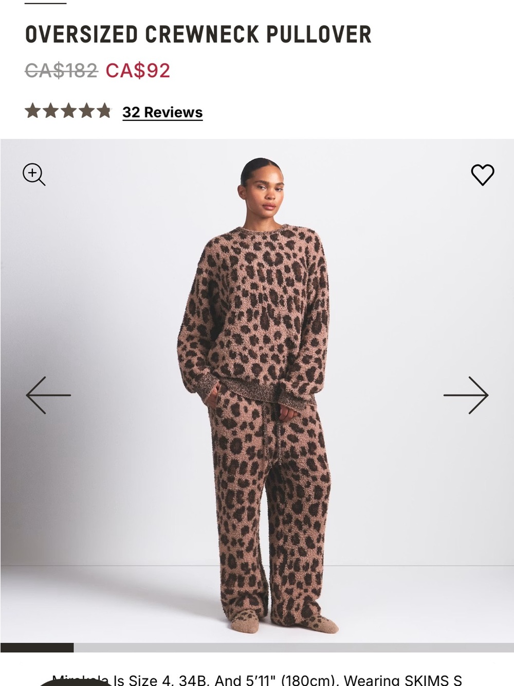 SKIMS Leopard-Print Cozy Oversized Crewneck in Brown and Black